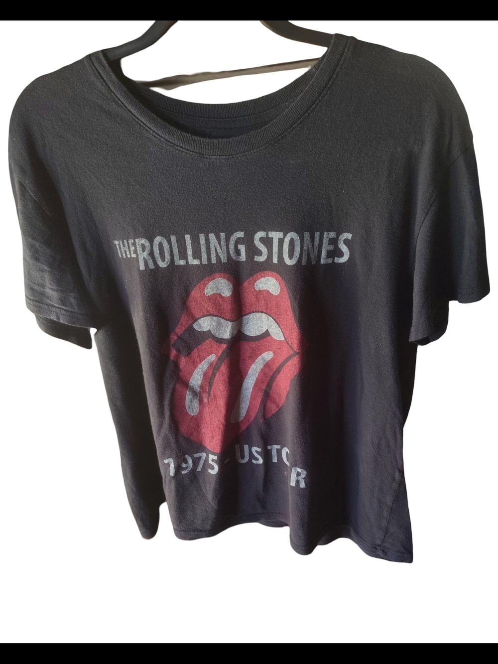 The Rolling Stones Black Graphic Band Tee with Red Tongue Logo